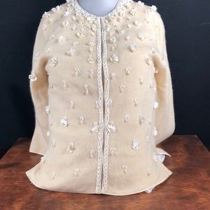 Amazing Vintage B. Altman & Co. Cream Sweater w/Sequins and Beads